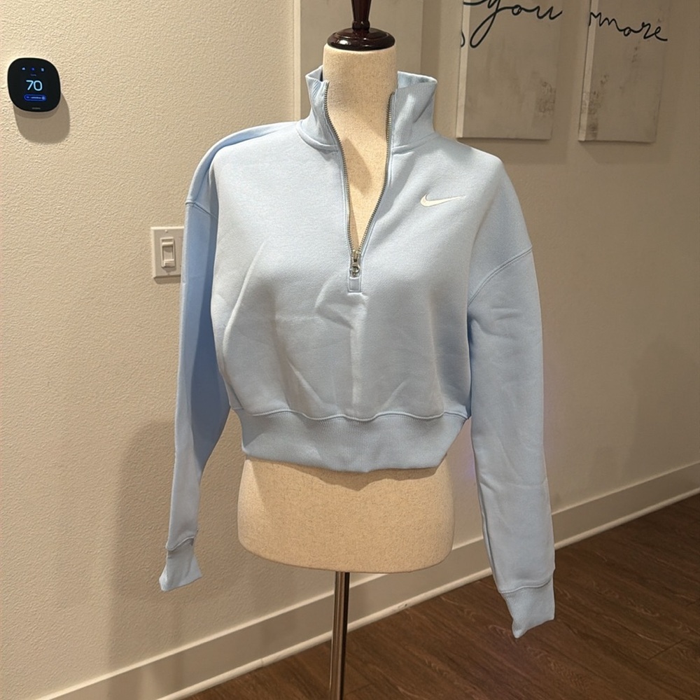 Nike Women's Soft Blue Quarter-Zip Sweatshirt - Picture 2 of 2